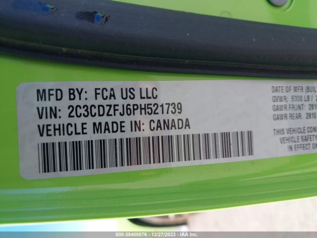 2C3CDZFJ6PH521739 Dodge Challenger R/t Scat Pack