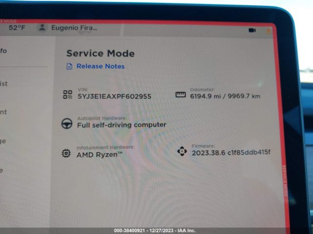 5YJ3E1EAXPF602955 Tesla Model 3 Rear-wheel Drive