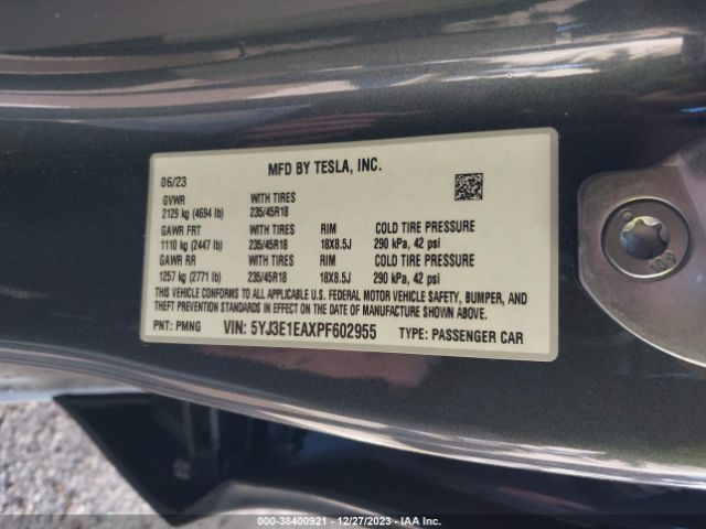 5YJ3E1EAXPF602955 Tesla Model 3 Rear-wheel Drive