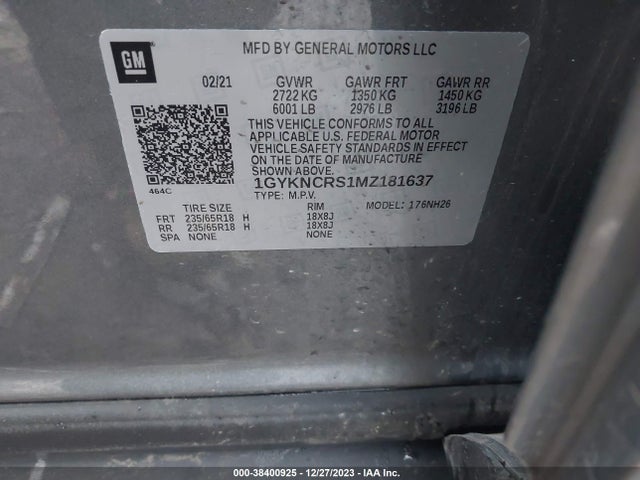 1GYKNCRS1MZ181637 Cadillac Xt5 Fwd Premium Luxury