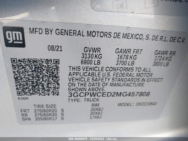 Chevrolet Silverado 1500 2wd  Short Bed Lt 2021 3GCPWCED2MG457808 Image 9