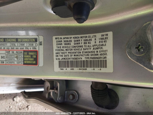 2010 HONDA INSIGHT EX VIN: JHMZE2H77AS022474