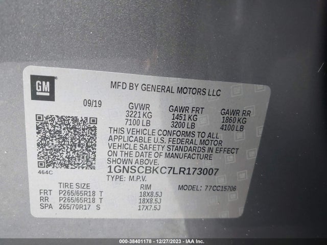 Chevrolet Tahoe 2wd Lt 2020 1GNSCBKC7LR173007 Image 9