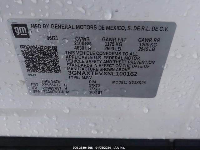 Chevrolet Equinox Awd 2fl 2022 3GNAXTEVXNL100162 Image 9
