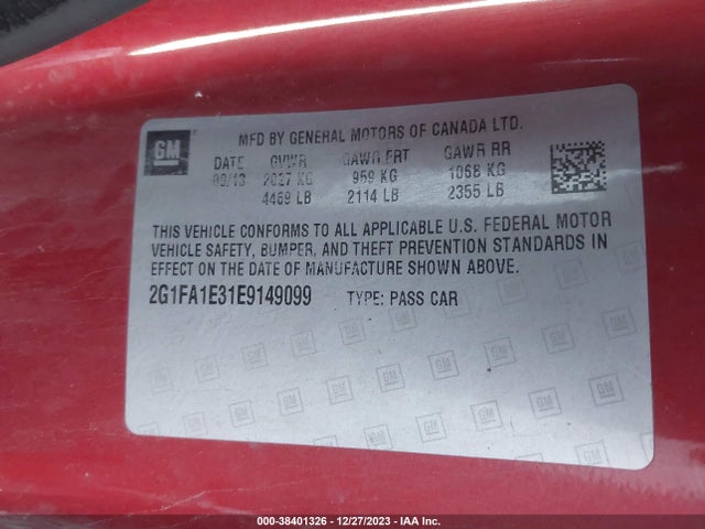 Chevrolet Camaro 2ls 2014 2G1FA1E31E9149099 Image 9