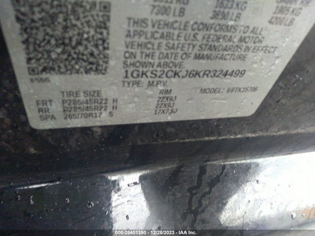 GMC YUKON DENALI 2019 1GKS2CKJ6KR324499 Image 9
