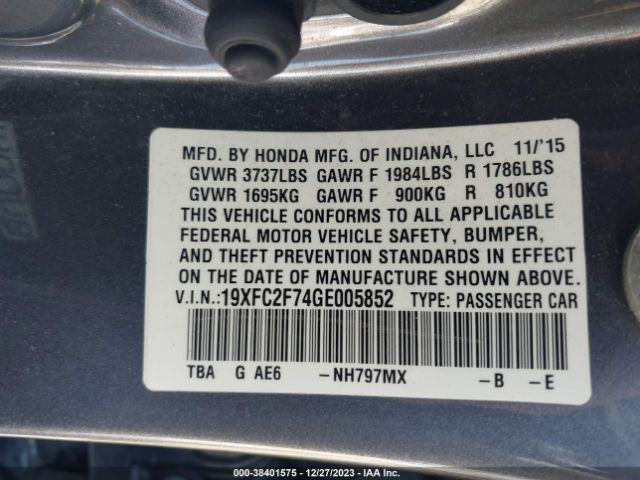 19XFC2F74GE005852 Honda CIVIC EX