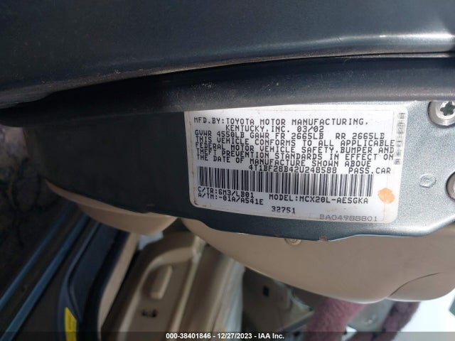 2002 TOYOTA AVALON XLS VIN: 4T1BF28B42U248588