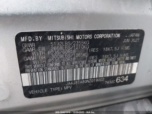 2022 MITSUBISHI OUTLANDER JA4J3TA80NZ019002 Photo 8