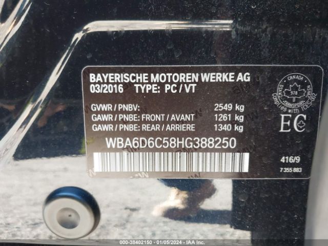 2017 BMW 650I GRAN COUPE WBA6D6C58HG388250 Photo 8