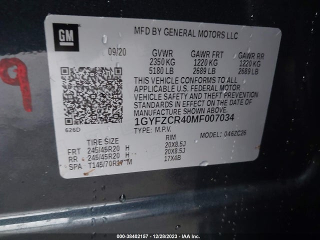 1GYFZCR40MF007034 Cadillac Xt4 Fwd Premium Luxury