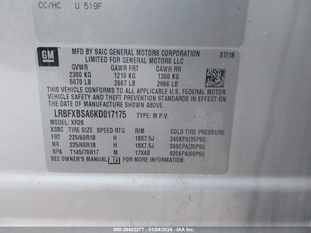 Buick Envision Fwd Preferred 2019 LRBFXBSA6KD017175 Image 9