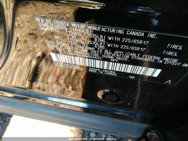 2017 TOYOTA RAV4 LE VIN: 2T3BFREV1HW664623