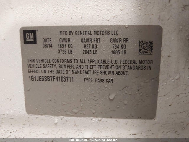 Chevrolet Sonic Ltz Auto 2015 1G1JE6SB7F4103711 Image 9
