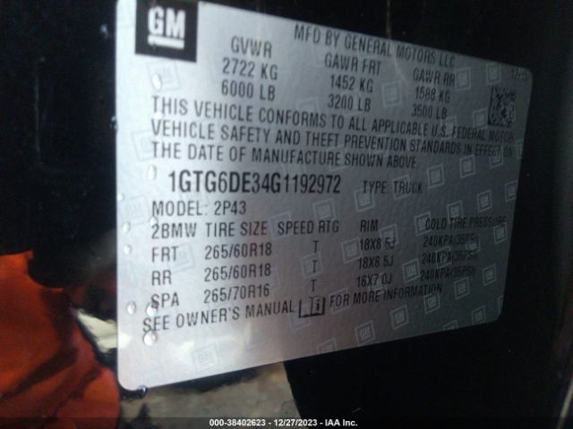 1GTG6DE34G1192972 GMC CANYON SLT