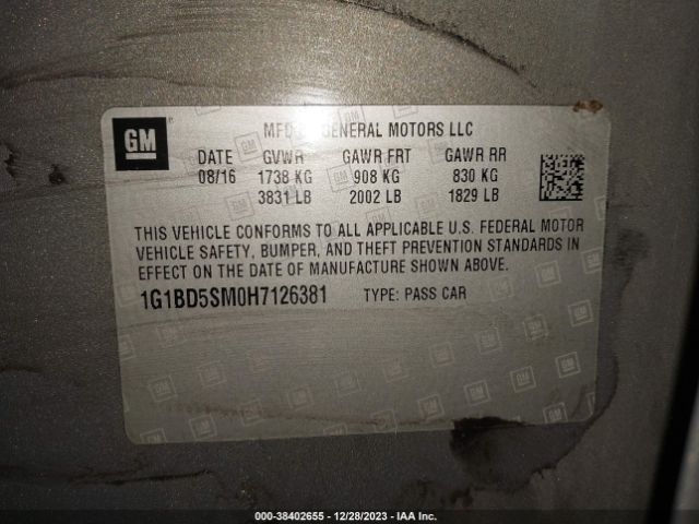 1G1BD5SM0H7126381 Chevrolet Cruze Lt Manual
