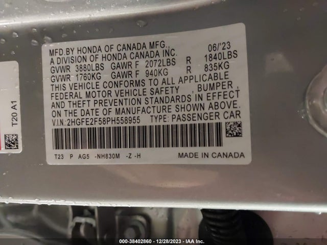 Honda Civic Sport 2023 2HGFE2F58PH558955 Image 9