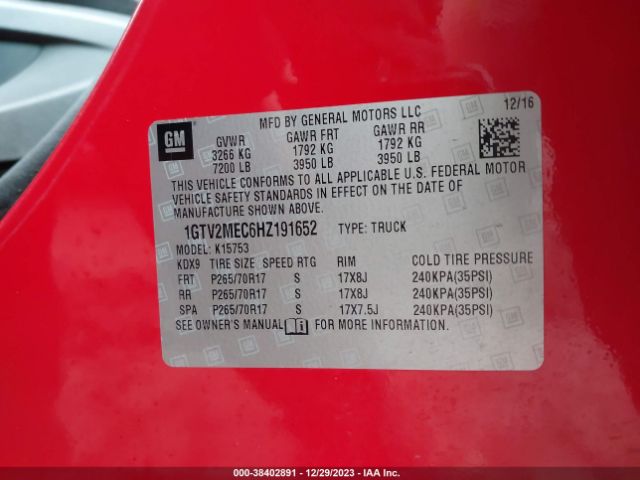 1GTV2MEC6HZ191652 GMC Sierra 1500 Sle