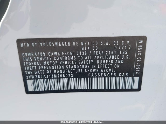 Volkswagen Jetta 1.4t S 2018 3VW2B7AJ1JM206023 Image 9