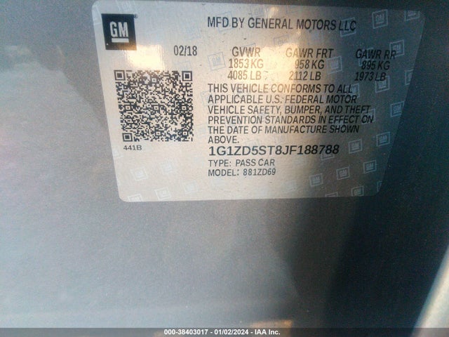 Chevrolet MALIBU LT 2018 1G1ZD5ST8JF188788 Image 9