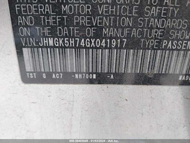 Honda FIT EX 2016 JHMGK5H74GX041917 Image 9