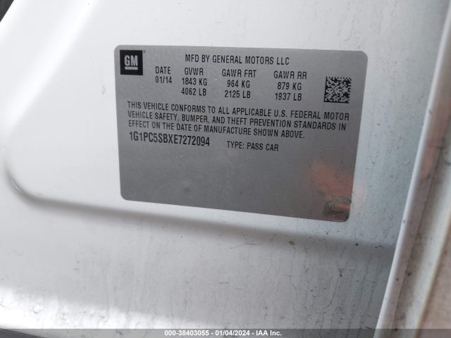 Chevrolet Cruze 1lt Auto 2014 1G1PC5SBXE7272094 Image 9