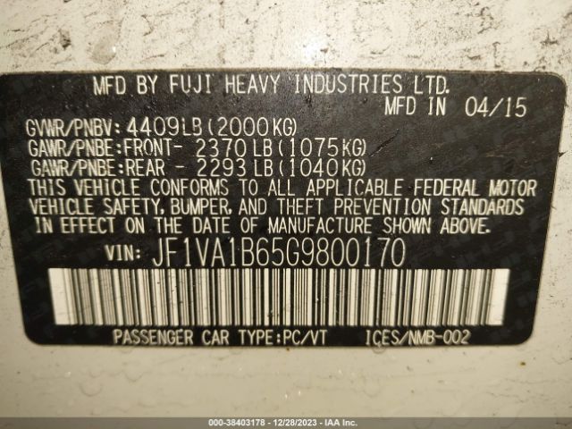 2016 SUBARU WRX JF1VA1B65G9800170 Photo 8