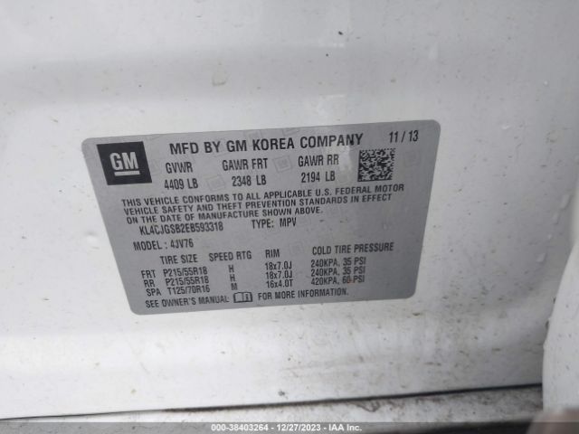 KL4CJGSB2EB593318 Buick Encore Leather