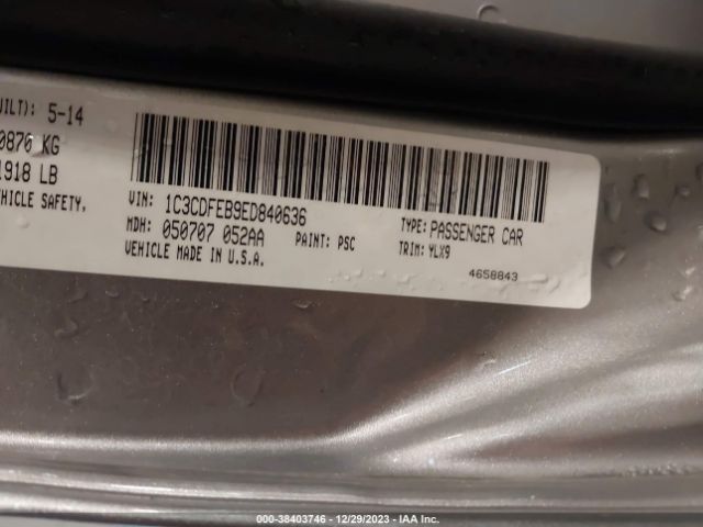 1C3CDFEB9ED840636 Dodge DART GT