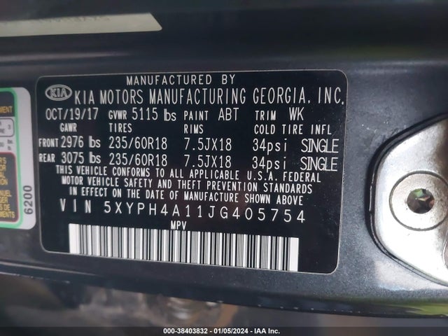 KIA Sorento 2.0t Ex 2018 5XYPH4A11JG405754 Image 9