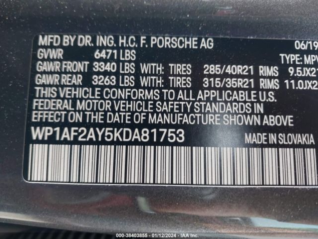 WP1AF2AY5KDA81753 Porsche Cayenne Turbo