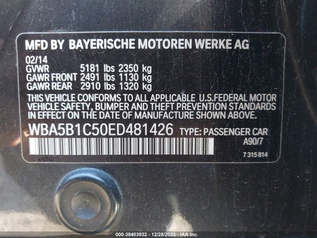BMW 535i 2014 WBA5B1C50ED481426 Image 9