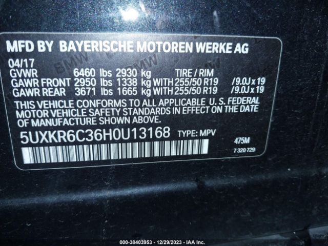 5UXKR6C36H0U13168 BMW X5 Xdrive50i