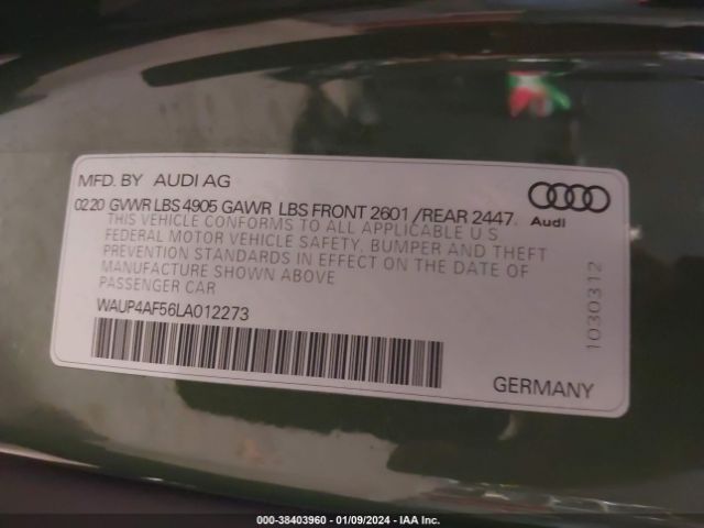 2020 AUDI S5 WAUP4AF56LA012273 Photo 8