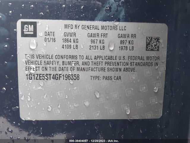 Chevrolet MALIBU 1LT 2016 1G1ZE5ST4GF196358 Image 9