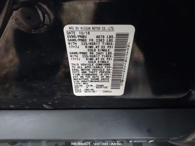 Nissan ROGUE S 2017 JN8AT2MV9HW250525 Image 9