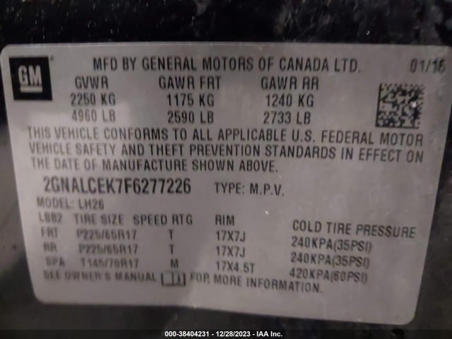 Chevrolet Equinox 2lt 2015 2GNALCEK7F6277226 Image 9