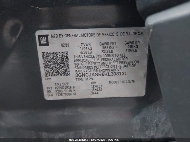 Chevrolet TRAX LS 2019 3GNCJKSB6KL308131 Image 9