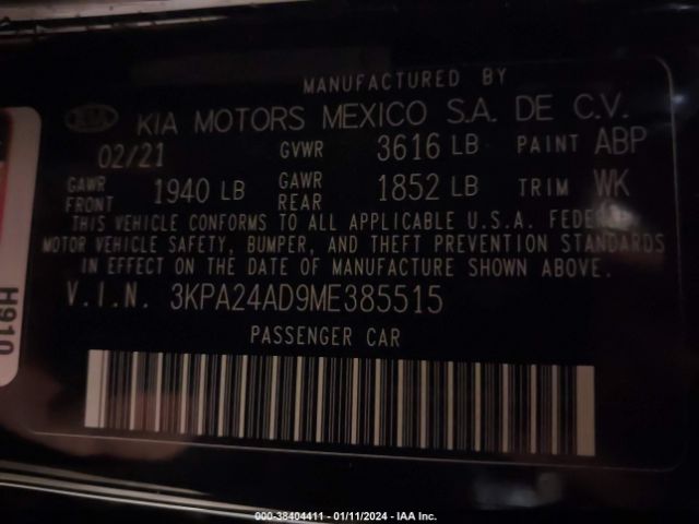 3KPA24AD9ME385515 KIA RIO S