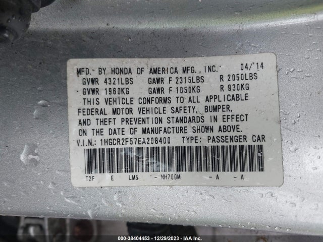 Honda Accord Sport 2014 1HGCR2F57EA208400 Image 9