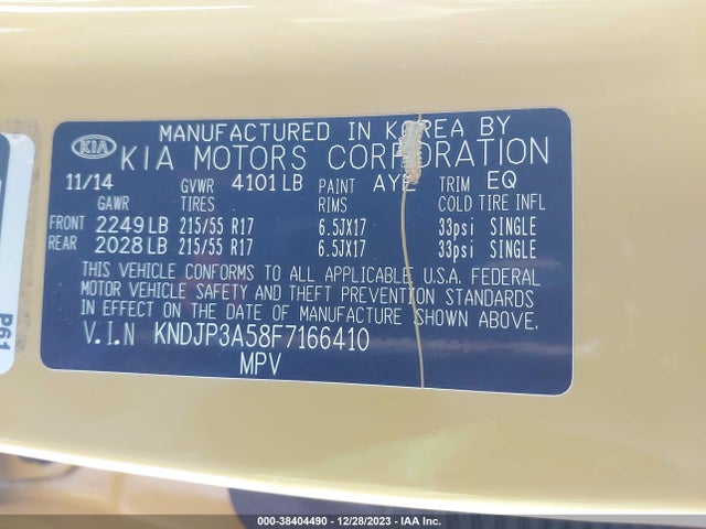 KIA SOUL + 2015 KNDJP3A58F7166410 Image 9