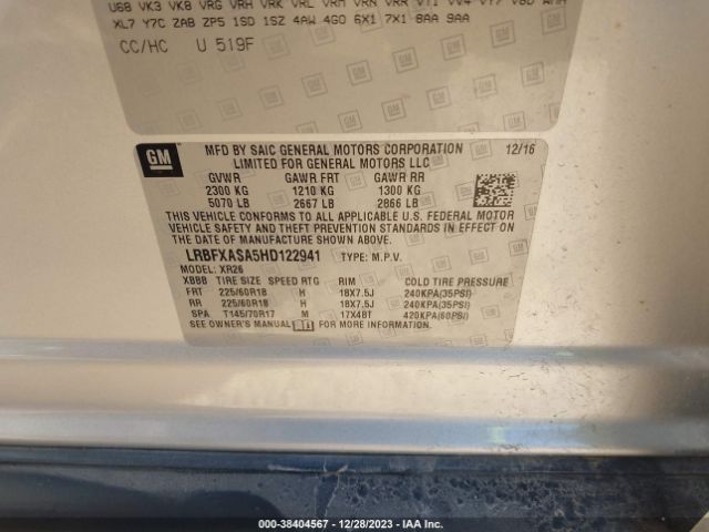 LRBFXASA5HD122941 Buick Envision Preferred