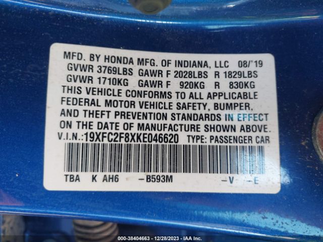 19XFC2F8XKE046620 Honda Civic Sport