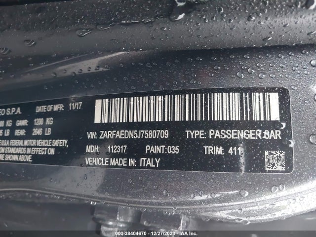 ZARFAEDN5J7580709 Alfa Romeo Giulia Awd