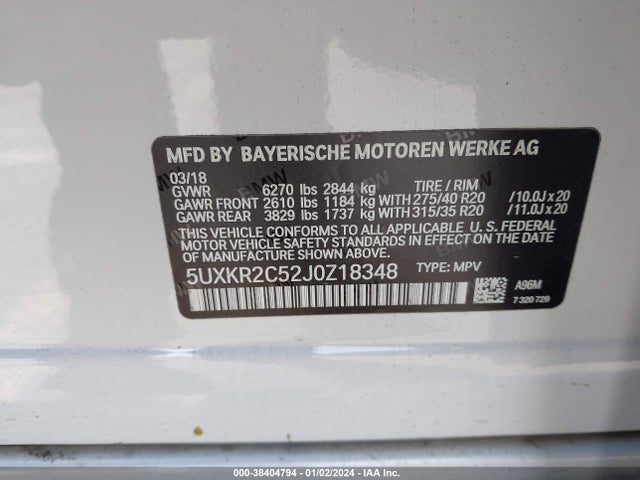BMW X5 Sdrive35i 2018 5UXKR2C52J0Z18348 Image 9