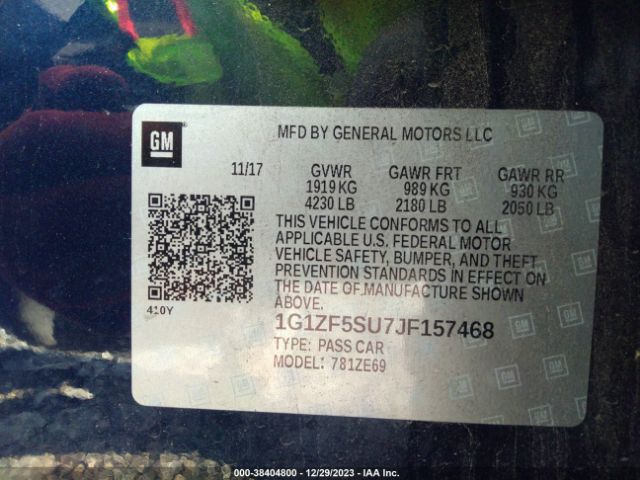 1G1ZF5SU7JF157468 Chevrolet MALIBU HYBRID