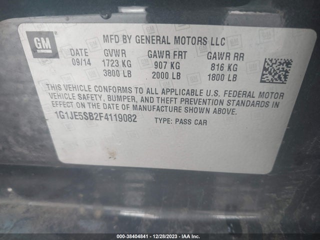 Chevrolet Sonic Ltz Auto 2015 1G1JE5SB2F4119082 Image 9