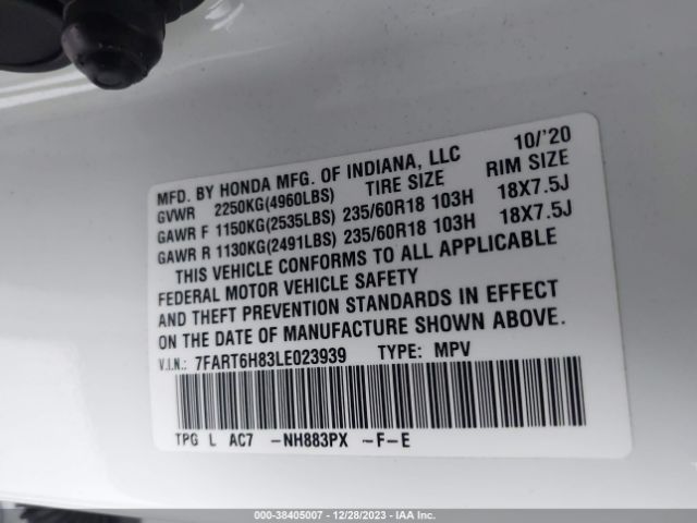 7FART6H83LE023939 Honda Cr-v Hybrid Ex-l