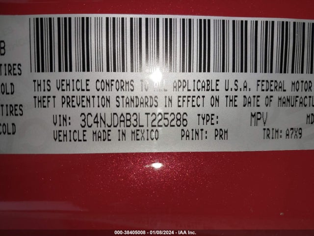 2020 JEEP COMPASS NORTH EDITION 4X4 VIN: 3C4NJDAB3LT225286