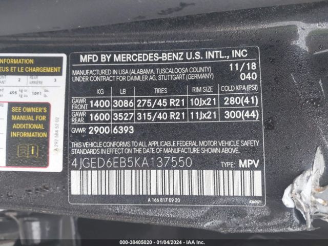 4JGED6EB5KA137550 Mercedes-Benz Amg Gle 43 Coupe 4matic